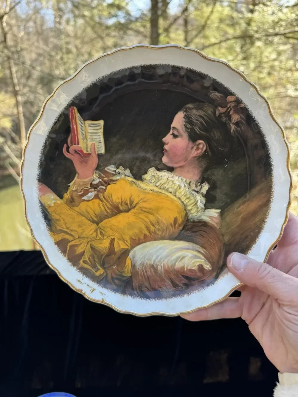 James Kent Old Foley Collector Plate Frederic Lord Leighton Girl Reading -S86